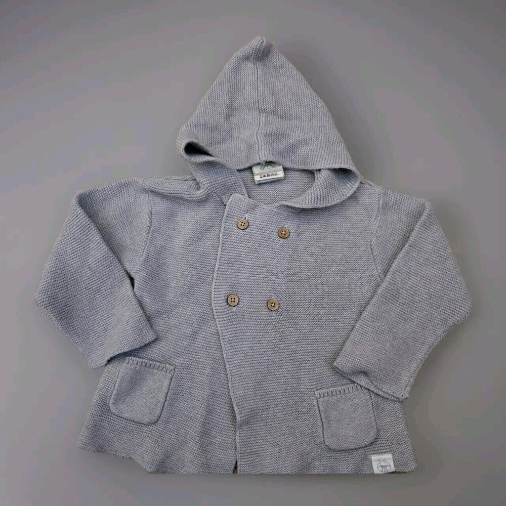 GOTS(Global Organic Textile Standard) Hooeded Knit Sweater Grey Infant Unisex...